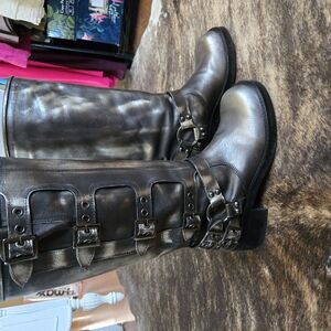 Silver Buckle Knee-High Boots